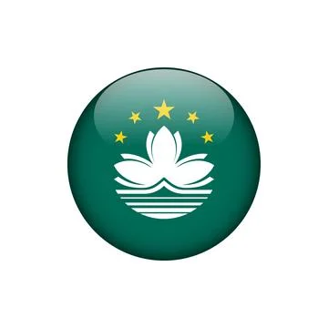 Macao Flag Circle Button Vector Template Stock Illustration