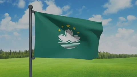 Macao Flag Video stock 153254711
