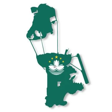 Macao flag map on white background with clipping path 3d illustration Stock Illustration