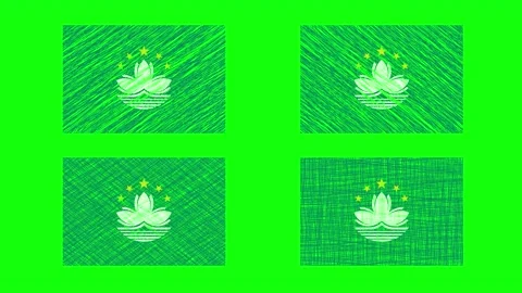 Macao Scribble Animation on Green Screen Background. Looping seamless anima.. Stock Footage 228709269