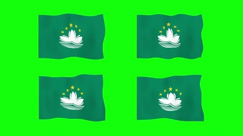 Macao Waving Flag 2D Animation on Green Screen Background. Looping seamless.. Stock Footage 232923513