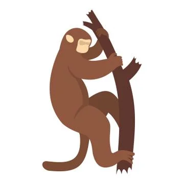 Macaque is climbing up on a tree icon isolated Stock Illustration