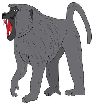 Macaque goes to the forest Stock Illustration