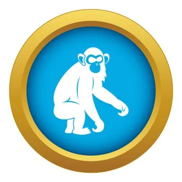 Macaque icon blue isolated Stock Illustration