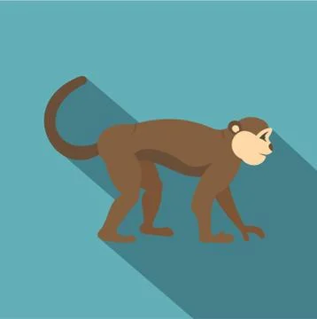 Macaque monkey icon, flat style イラスト素材