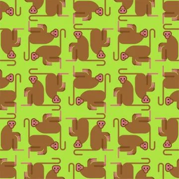 Macaque monkey pattern seamless. Animal mammal wildlife background vector Stock Illustration