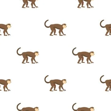 Macaque monkey pattern seamless Stock Illustration