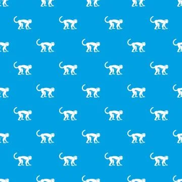 Macaque pattern seamless blue 스톡 일러스트
