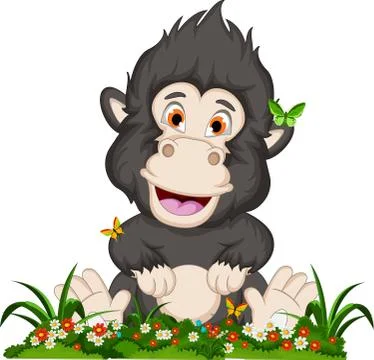 Macaque resting on the grass Stock Illustration