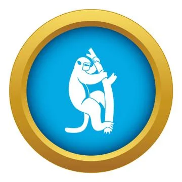 Macaque on a tree icon blue vector isolated Stock Illustration