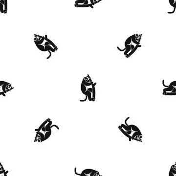Macaque on a tree pattern seamless black Illustrazione stock