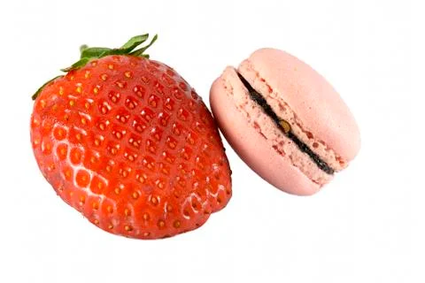 Macaron and strawberry Stock Photos
