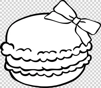 Macaron with Bow Outline Black and white hand drawn Stock Illustration