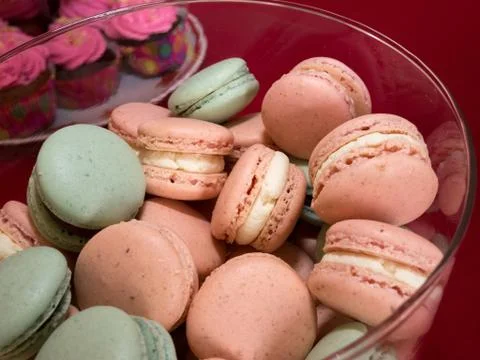 Macaron cakes close up 库存照片