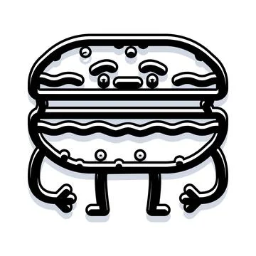Macaron cartoon character having anthropomorphic expression on white backgrou Stock Illustration
