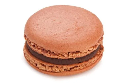Macaron chocolate cookie isolated on a white background. French confection. Stock Photos