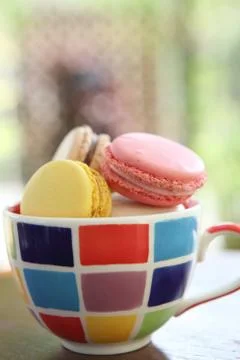 Macaron on cup Stock Photos