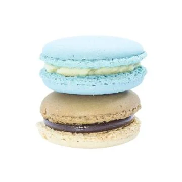 Macaron double layer with latte and mint flavour Stock Photos