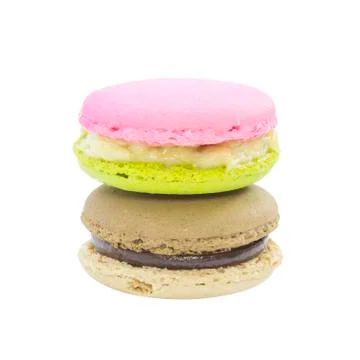 Macaron double layer with latte and sour cream flavour Stock Photos