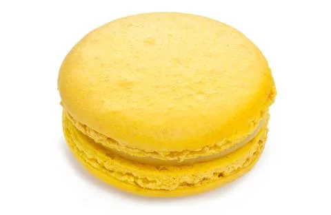 Macaron lemon cookie isolated on a white background. French confection. Stock Photos