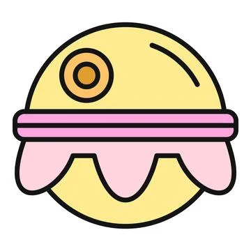 Macaron or cookie icon with pink filling Stock Illustration