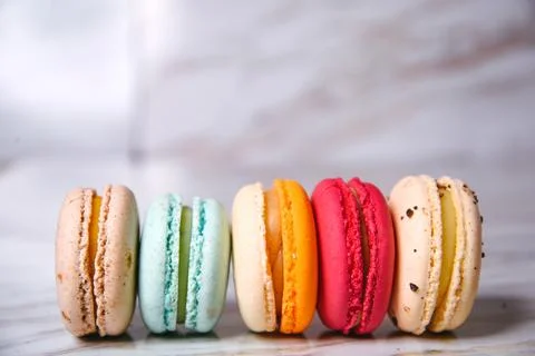 Macaron pink, orange and beige, blue on marble style. A beautiful and beaut.. Foto stock