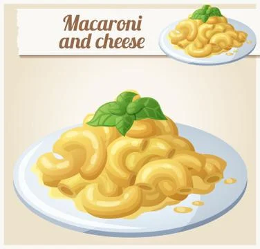 Macaroni and cheese. Detailed Vector Icon Stock Illustration