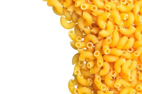 Macaroni angle pasta closeup with copy space and clipping path Foto stock