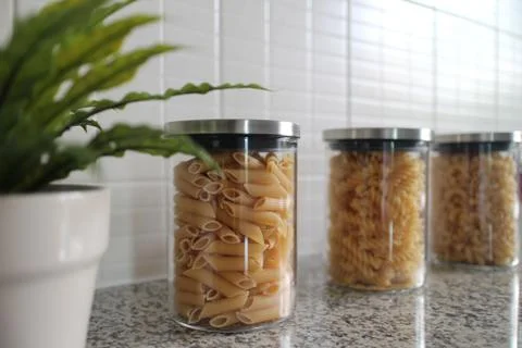 Macaroni in a bottle Foto stock