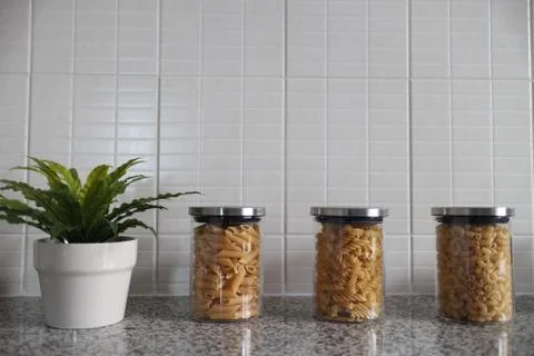 Macaroni in a bottle Stock Photos