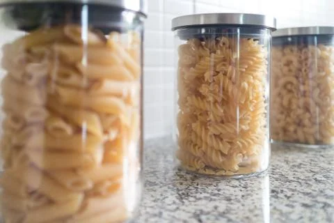 Macaroni in a bottle Stock Photos