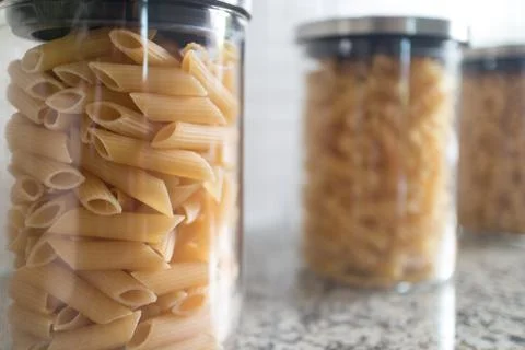 Macaroni in a bottle Stock Photos