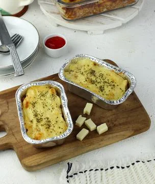 Macaroni Cheese with Sauce Stock Photos