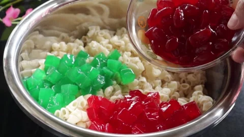 Macaroni fruit salad  Stock Footage 157497035