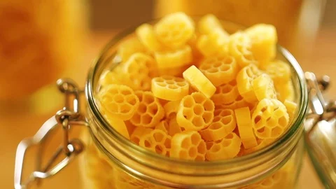 Macaroni in glass jar Stock Footage 72252413