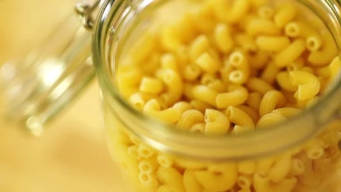 Macaroni in glass jar Stock Footage 72658210