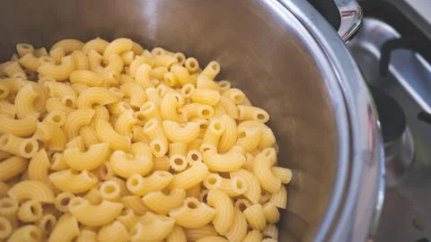 Macaroni pasta elbows cooked texture detail close up Stock Photos