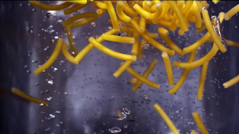 Macaroni Pasta Falling Down in to the pot Super Slow motion 1000 fps Stock Footage 130920066