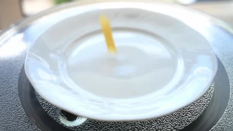 Macaroni Pasta Falling Down in to the pot Slow motion Stock Footage 136364703