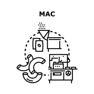 Macaroni producing machine preparing pasta noodles Stock Illustration