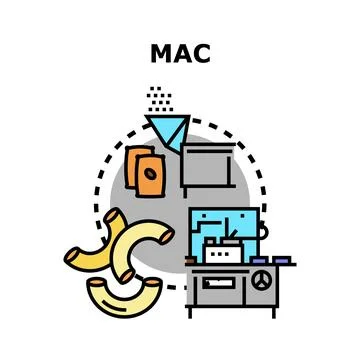 Macaroni producing machine preparing pasta noodles Stock Illustration