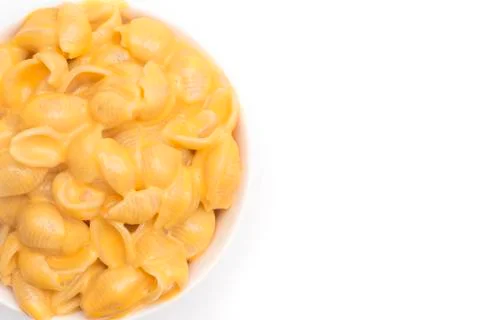 Macaroni Shells and Cheese on a White Background Stock Photos