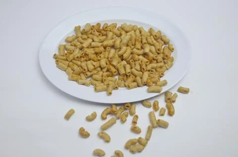Macaroni snack on plate Stock Photos