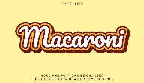 Macaroni text effect template in 3d design Stock Illustration