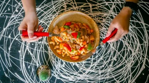 Macaroni  with tomato 스톡 사진