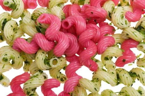 Macaroni on white close up Stock Photos