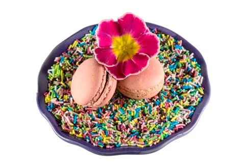 Macarons and cowslip Stock Photos