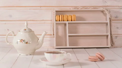 Macarons appear in the box Stock Footage 86595672