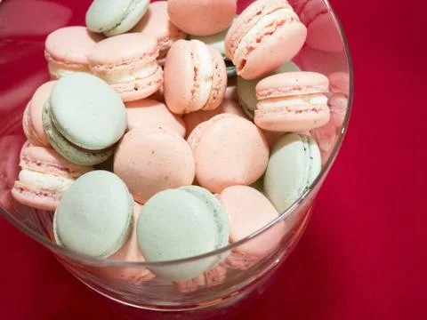 Macarons in bowl Stock Photos