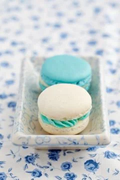 Macarons in a bowl Stock Photos